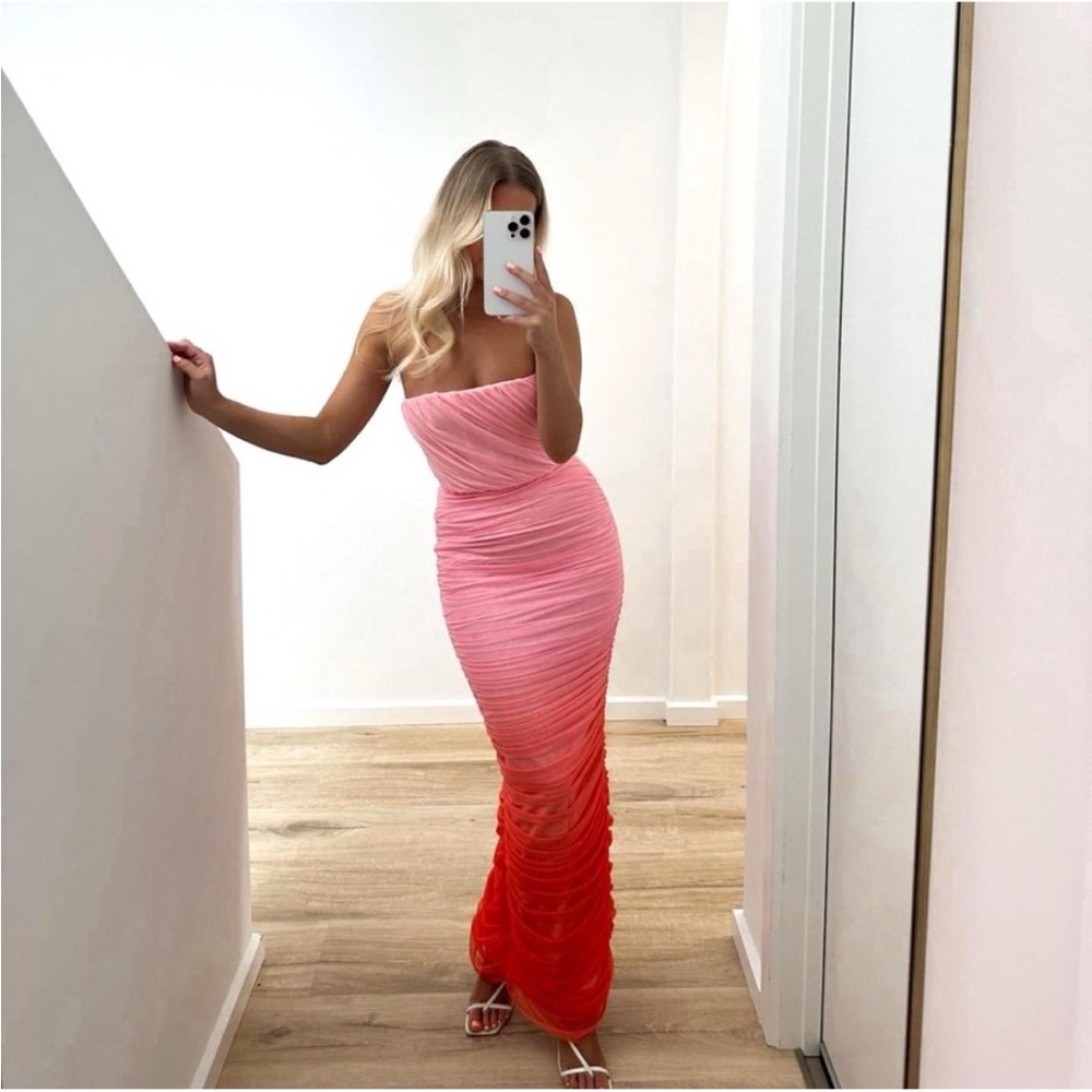 House of CB Pink and Red Maxi Dress